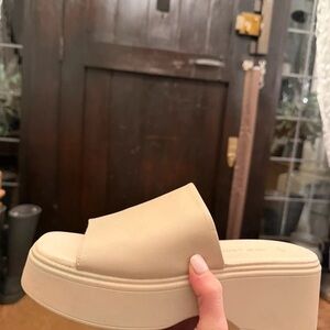 SHEIN Beige Platform Mules
